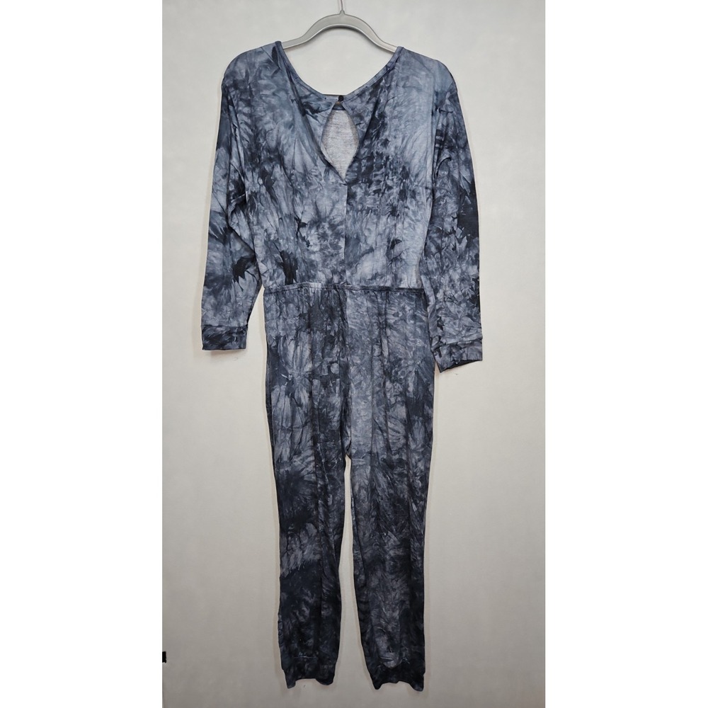 Fraiche By J Womens Dark Blue Tie Dye Long Sleeve Jumpsuit Size Large NWT - Picture 3 of 11